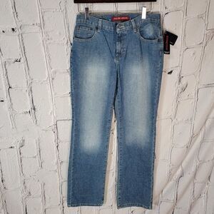 Nautica Jeans 8x33 Long Stretch Denim Straight Leg High Rise Light Wash Normcore